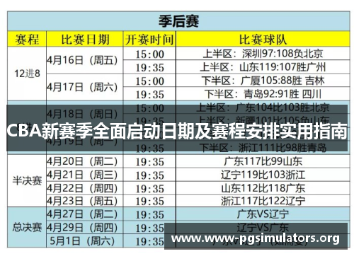 CBA新赛季全面启动日期及赛程安排实用指南 CBA新赛季全面启动日期及赛程安排实用指南